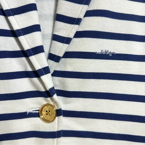 Lilly Pulitzer Mindy Blazer Navy white Striped nautical cotton cardigan XS - Picture 7 of 7